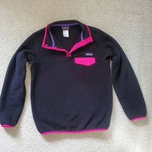 Patagonia Synchilla T-Snap Fleece Black/Pink Pullover Sweater in Small